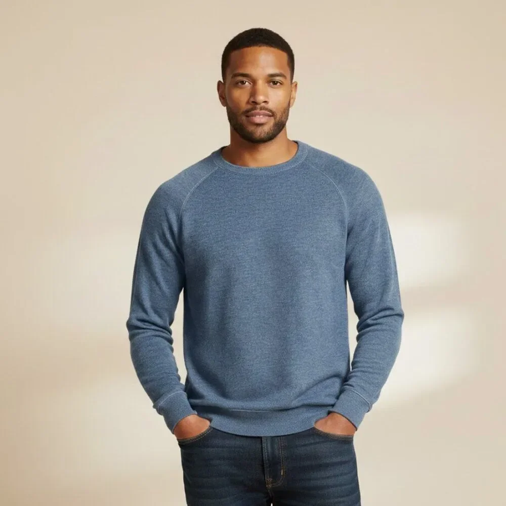 Banana Republic #1526438 Men’s Waffle Crew Sweatshirt Blue Size Large NWOT